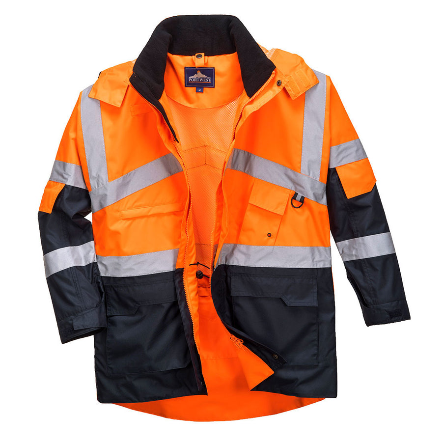 Hi Vis Two Tone Breathable Jacket Orange Navy