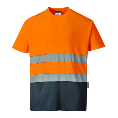 Hi Vis Two Tone Cotton Comfort T Shirt Orange Navy