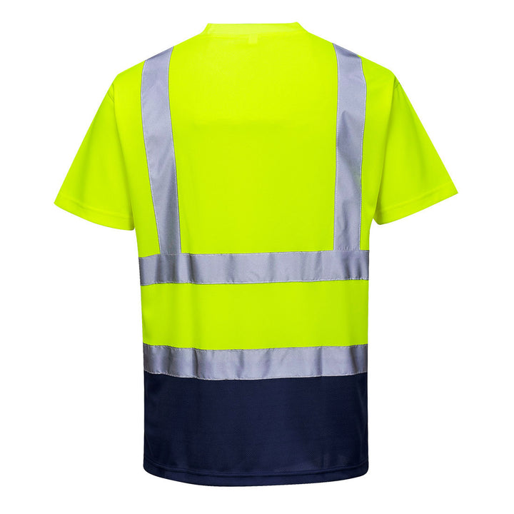 S378 Hi Vis T Shirt Two Tone Yellow Navy Back