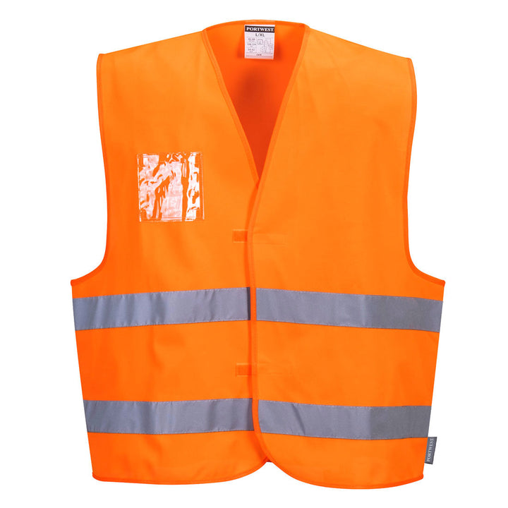 Hi Vis Vest Dual ID Holder Orange