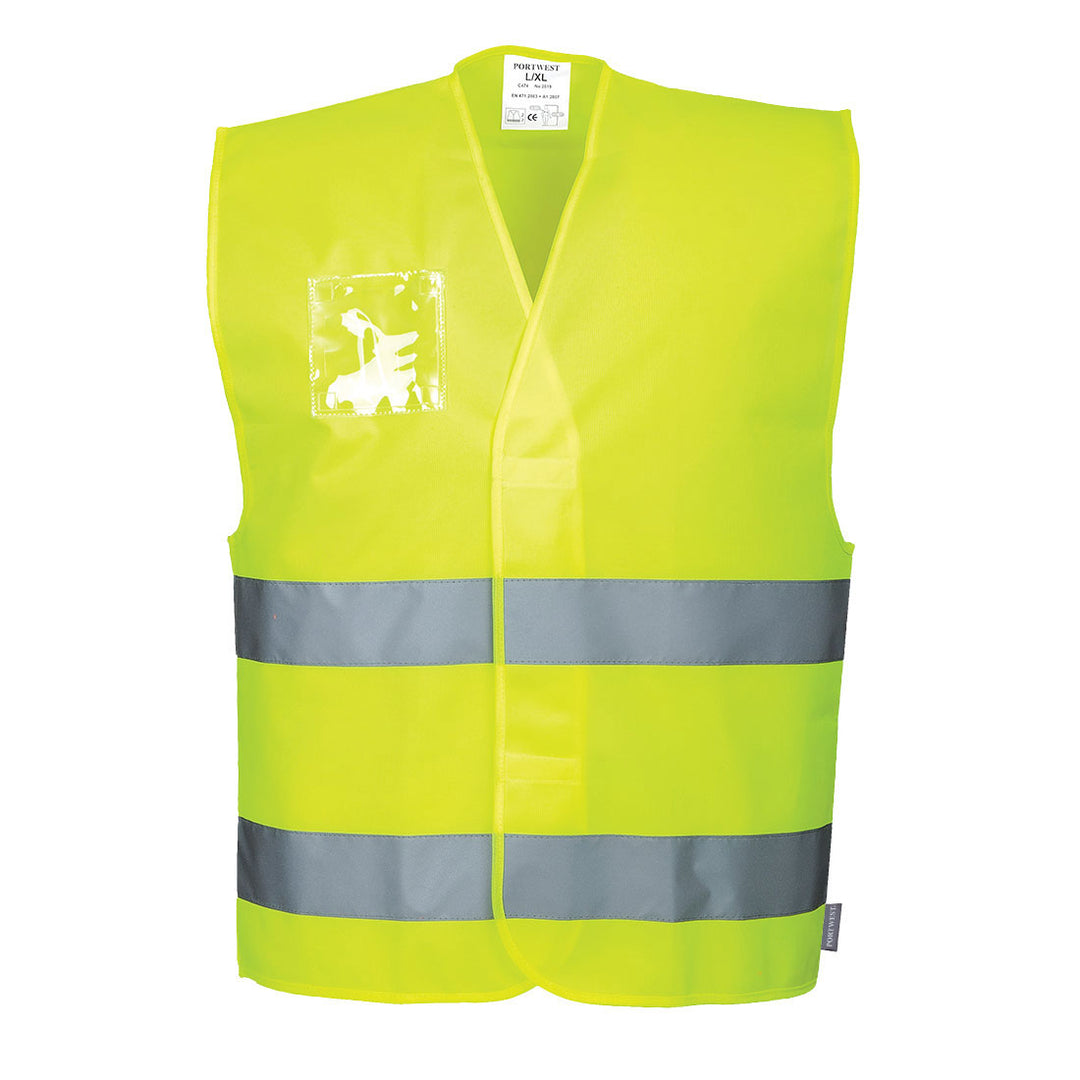 Hi Vis Vest Dual ID Holder Yellow