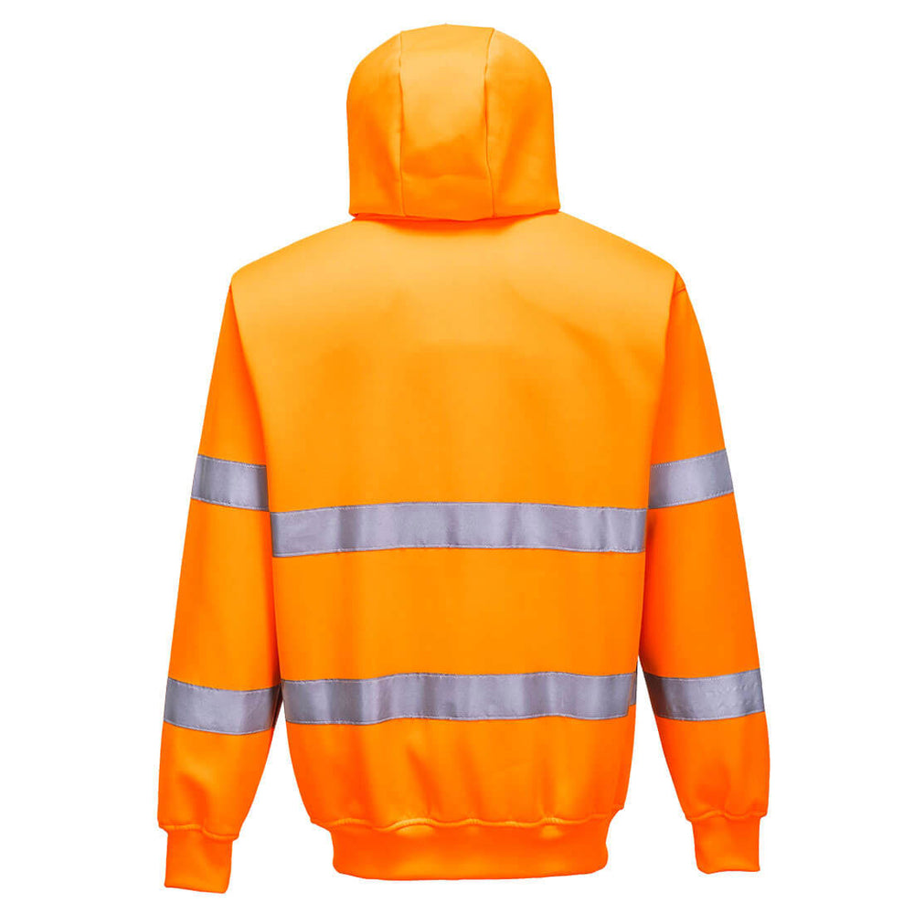 Hi Vis Zip Front Hoodie Orange Back