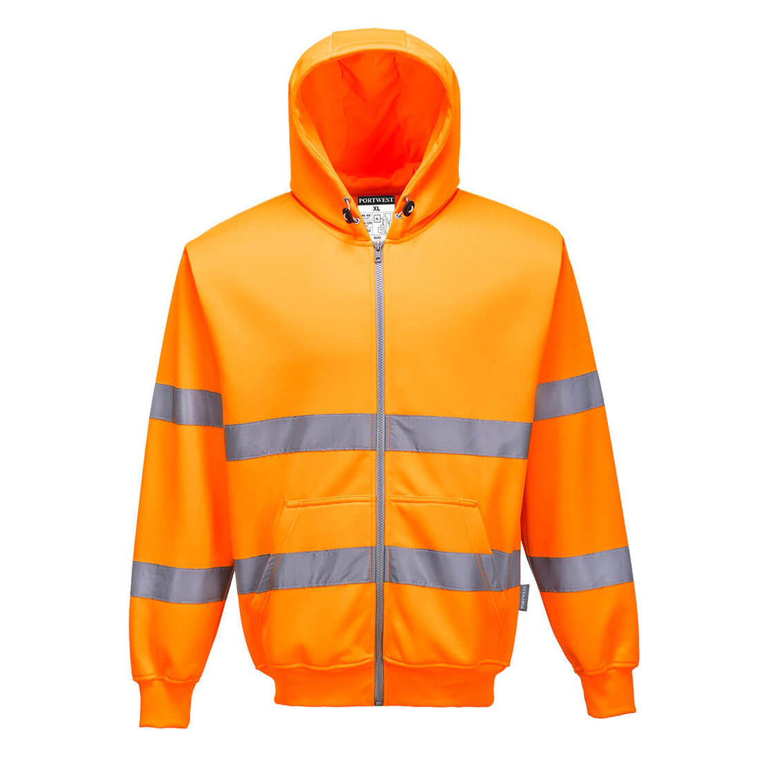 Hi Vis Zip Front Hoodie Orange