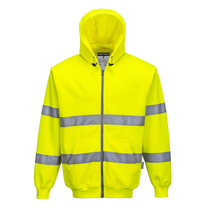 Hi Vis Zip Front Hoodie Yellow