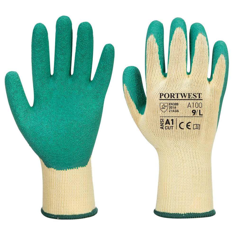 A100 Latex Grip Glove Green