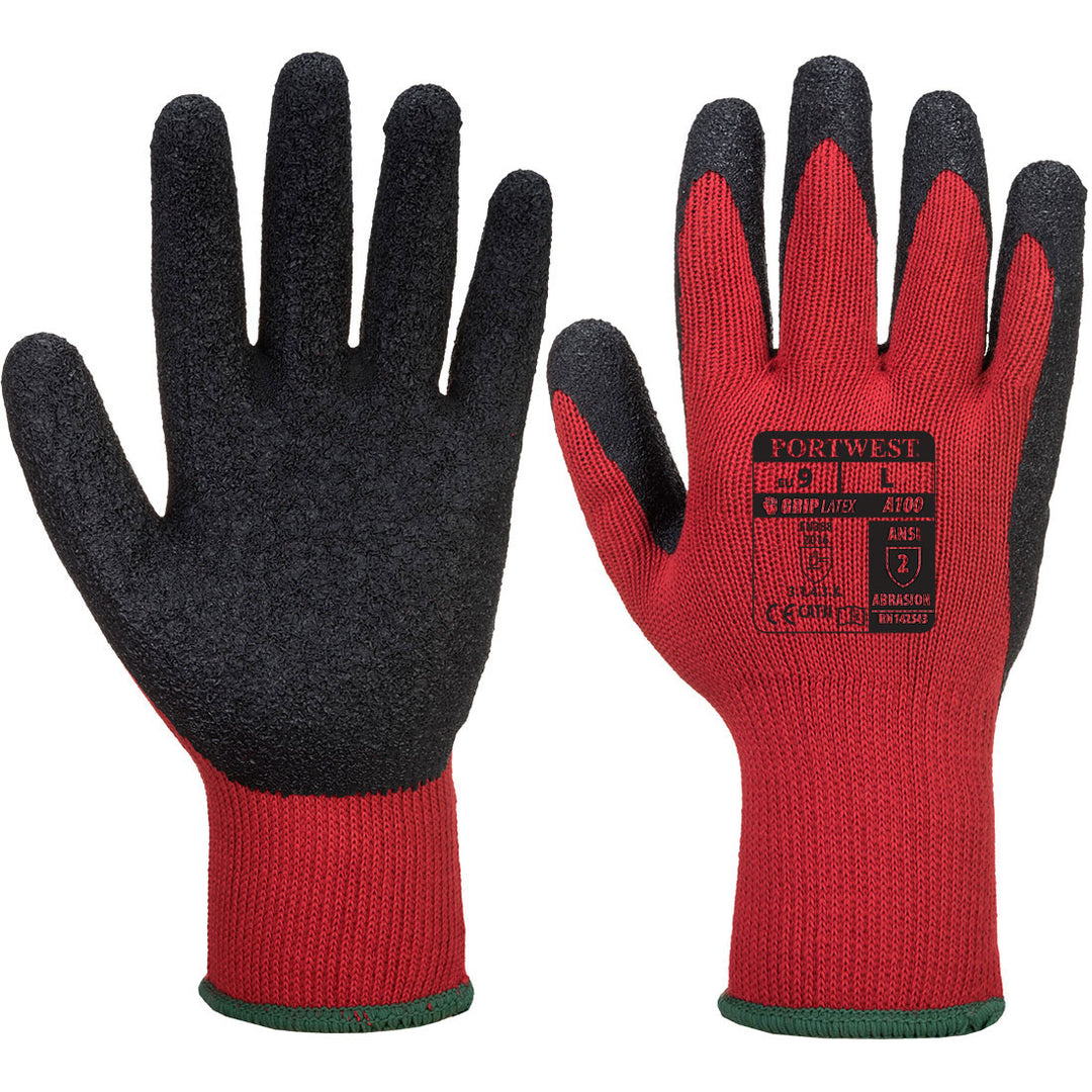 A100 Latex Grip Glove Red Black
