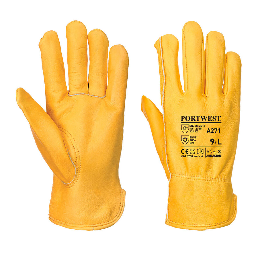 Lined Driver Glove Yellow
