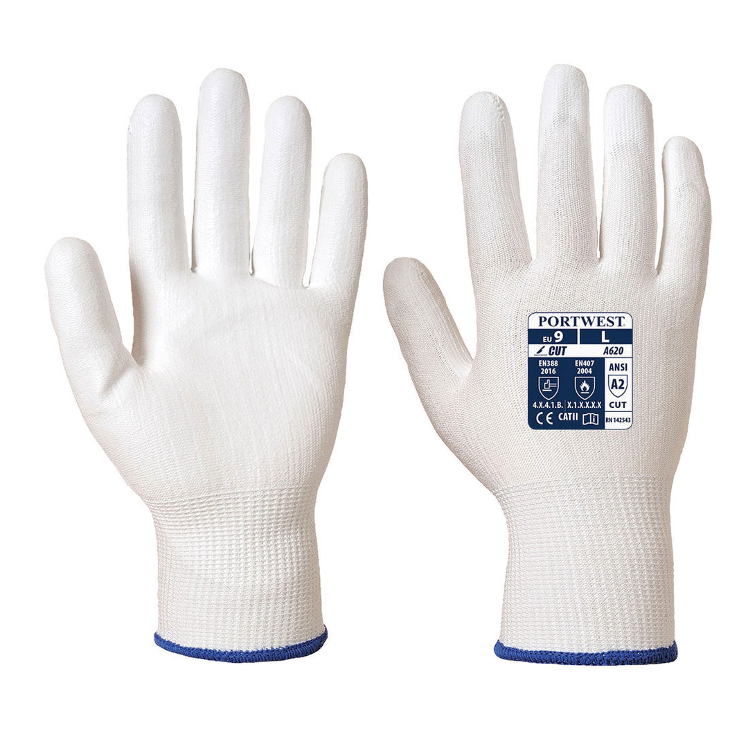 LR Cut PU Palm Glove White