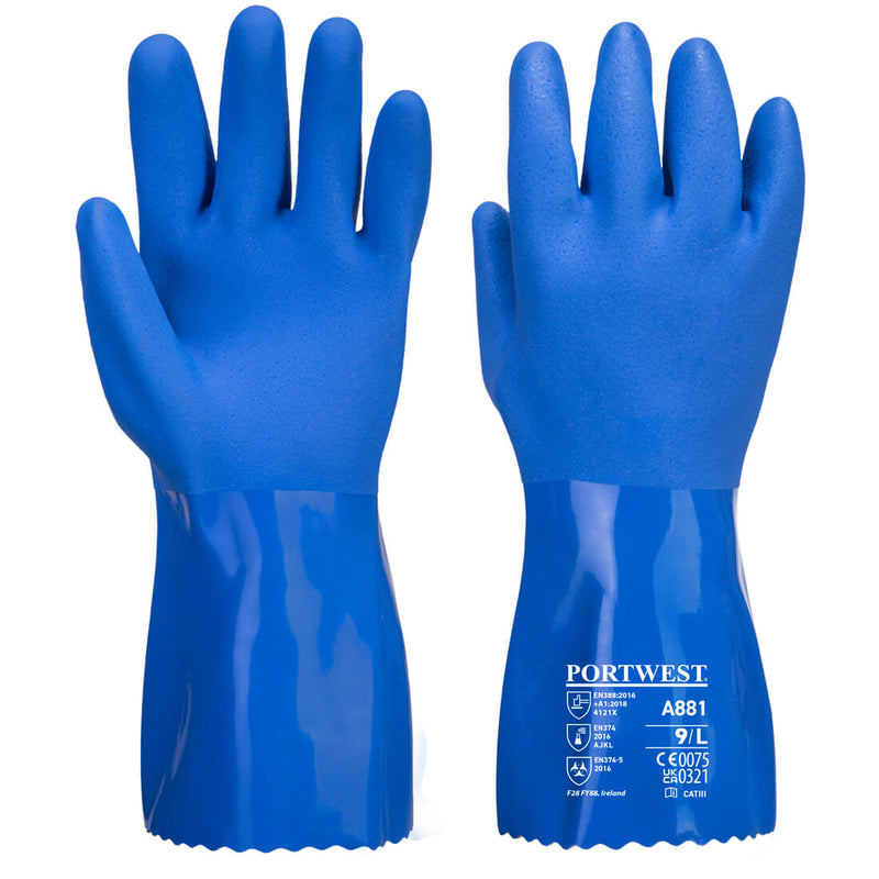 Marine Ultra PVC Chemical Gauntlet Blue