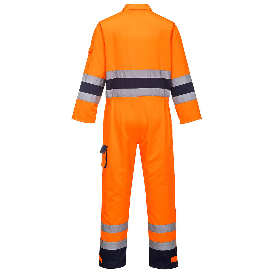 Nantes Hi Vis Coverall Orange Navy Back