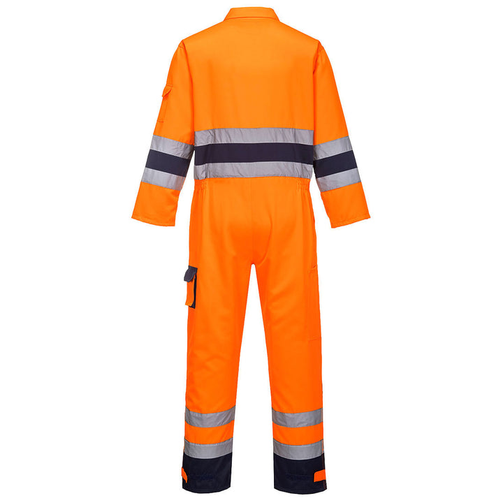 Nantes Hi Vis Coverall Orange Navy Back