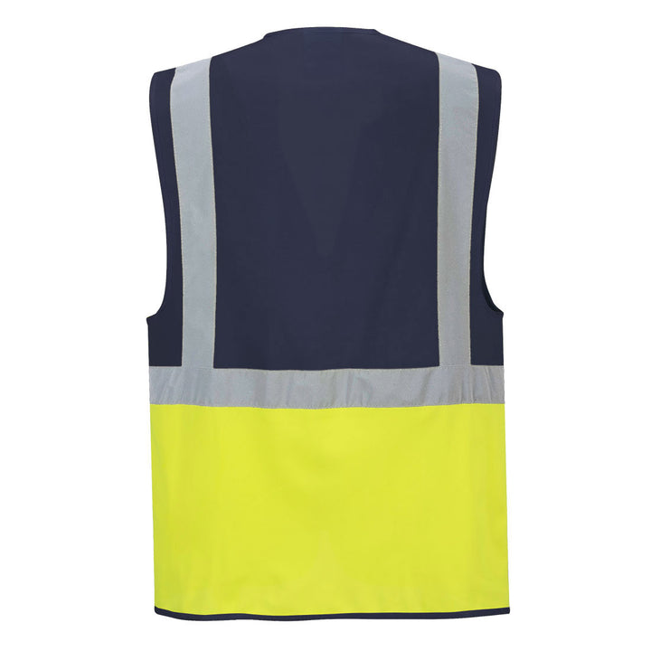 Paris Executive Hi Vis Vest Yellow Navy Back