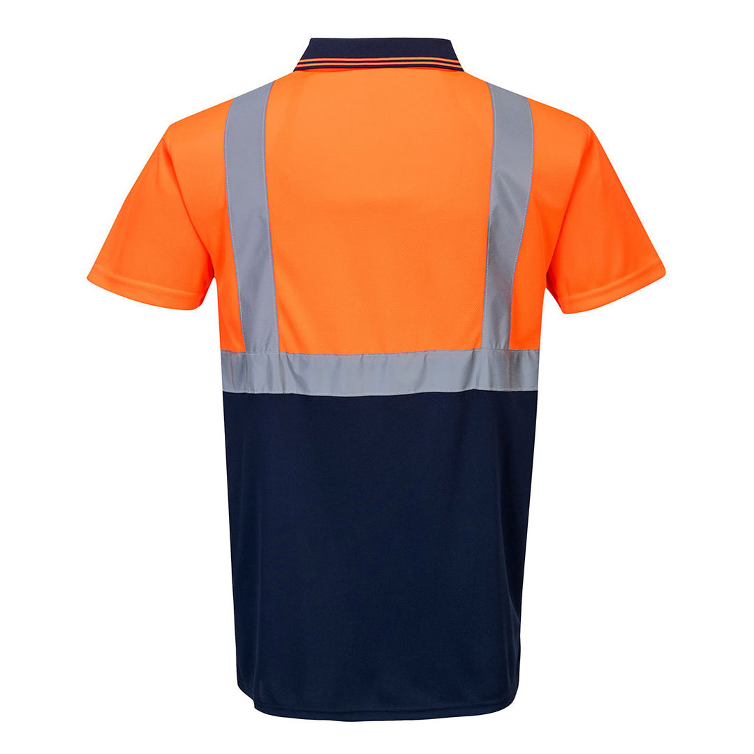 Hi Vis Two Tone Polo Orange Navy Back