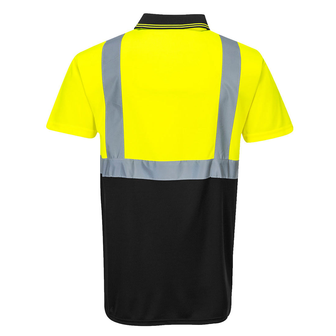 Hi Vis Two Tone Polo Yellow Black Back