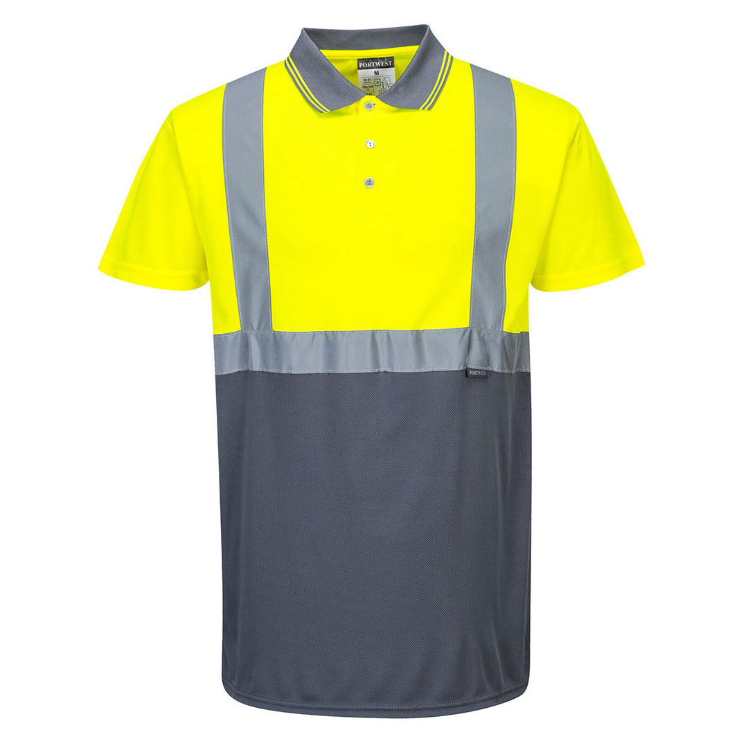 Hi Vis Two Tone Polo Yellow Grey