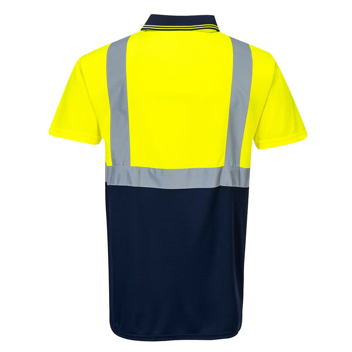 Hi Vis Two Tone Polo Yellow Navy Back