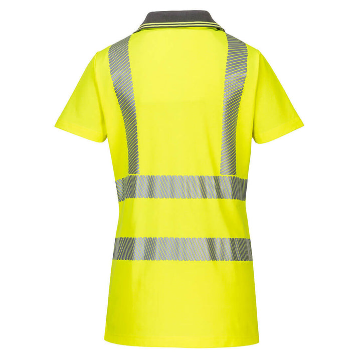 Womens Pro Polo Shirt Yellow/Grey Back